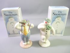 TWO ROYAL DOULTON SNOWMAN FIGURINES, boxed, titled 'The Snowman DS2' and 'Stylish Snowman DS3'