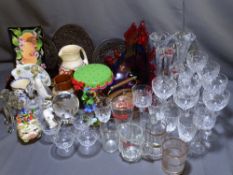 A PARCEL OF DRINKING GLASSES AND OTHER GLASSWARE along with further collectables to include Nao,