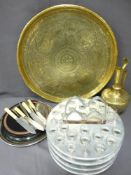 COMMUNION SERVER, brass charger and similar items