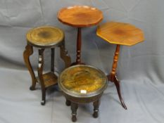 A PARCEL OF WINE TABLES AND STOOLS (FOUR)