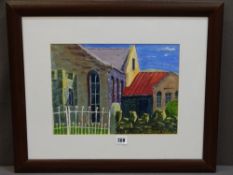 MARTYN HALEY acrylic - colourful depiction of Moriah Chapel, Glan Conwy, 25 x 34cms, (Provenance: