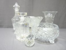 A PARCEL OF QUALITY GLASSWARE including decanters with stoppers ETC