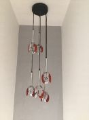 VINTAGE 1960'S ORANGE CERAMIC & CHROME CEILING LIGHT, 5 hangers