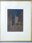 GEORGE BURGESS watercolour - Spanish night street scene, signed 'George Burgess 1922', 31 x 22cms