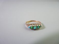 A VICTORIAN 9CT GOLD TURQUOISE SET RING, 1.9grms, size Mid Q - R