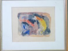 ANTHEA STILLWELL watercolour - abstract, mainly yellow, blue and red rectangle (dated March '69), 20