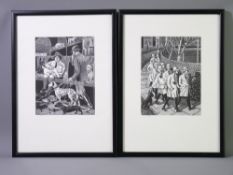 PAIR OF WOOD FRAMED ENGRAVINGS by Tirzah Garwood, 'The Dog Show' (169/500) and 'Crocodile' (170/