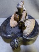 GOOD CAST BOOT SCRAPER and two flat irons