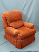 RED CHENILE MANUAL RECLINING ARMCHAIR