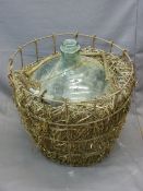 GLASS CARBOY WITH ORIGINAL STRAW BASKET