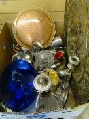 PARCEL OF ELECTROPLATE, COPPERWARE & BRASSWARE