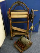 VINTAGE MANGLE labelled 'S Aston & Son Limited, Caernarvon' and a Webb Witch old lawn mower