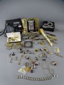 INTERESTING GROUP OF COLLECTABLES including cufflinks, jewellery, coinage, trench art, two