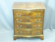 SERPENTINE FRONT CHEST of four drawers and brush slider, 78cms height, 71cms width, 49cms depth