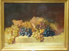 ENGLISH SCHOOL oil on canvas - large impressionistic style still life, fruit, 47 x 63cms