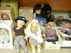 NINE PORCELAIN HEAD COLLECTOR'S DOLLS by Regency, The Knightsbridge Collection, Curzon and others