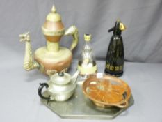 MIXED GROUP OF COLLECTABLES to include a carved wood musical dish, pewter and vintage copper, a