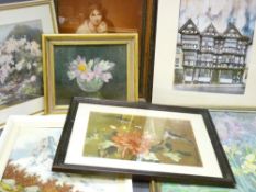 T KAFINGER oil on panel - snow covered mountains with flora to the foreground, 43 x 34.5cms with a