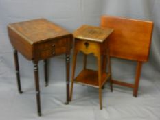 ANTIQUE PEMBROKE TABLE on turned supports with two single end drawers, a two tier planter and a