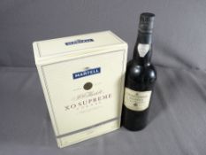 BOTTLE OF MARTELL COGNAC XO SUPREME, boxed and a bottle of Cossart Gordon Madeira Verdellio