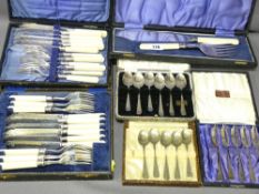 SIX CASED QUANTITIES OF SILVER & EPNS CUTLERY