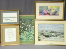 PAT ROBERTS five framed studies, mixed medias - including a pastel titled 'Winter, Rhuallt, North