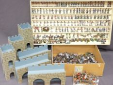 SMALL WOODEN FORT and a large collection of diecast military miniature figurines 'Through The