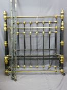 METAL & BRASS EFFECT HEAVY GAUGE BED FRAME, 140cms width x 190cms length approx