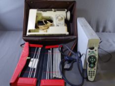 VINTAGE 'JONES' SEWING MACHINE IN A CASE WITH PEDAL ETC