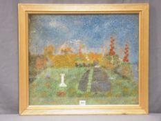 GLASS CHIPS & BRASS WIRED MOSAIC picture - 1930's garden scene