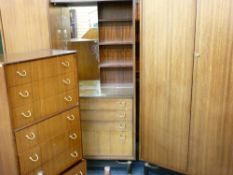 G PLAN GOLD LABEL BEDROOM SUITE comprising double wardrobe, seven drawer chest and a compactum