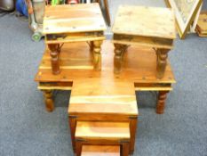 MODERN RUSTIC MEXICAN FURNITURE - nest of three coffee tables, Long John coffee-table and two side