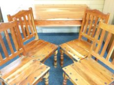 MEXICAN RUSTIC STYLE DINING TABLE WITH FOUR CHAIRS, 77cms height, 150cms width, 92cms depth