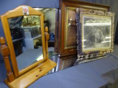 PARCEL OF MIRRORS, PRINTS including a pine dressing table mirror ETC