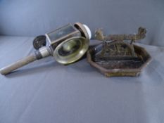 VINTAGE COACH LAMP and a cast iron boot scraper