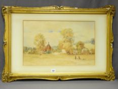 W C GOODRIDGE watercolour - pastoral scene with farmstead figures and cattle, signed and dated