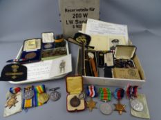 FAMILY GROUP OF WWI & WWII MEDALS, EPHEMERA & ASSOCIATED MATERIAL including, a WWI group of three
