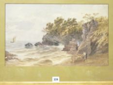 J APPLEBY watercolour - seascape with figures and boats, signed, 28 x 47cms