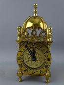 SMITHS 20TH CENTURY BRASS LANTERN CLOCK with plug-in self-start movement