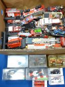 COLLECTION OF DIECAST & OTHER VEHICLES, fire engines and racing cars