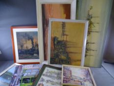 PARCEL OF PAINTINGS & PRINTS including steam related ETC