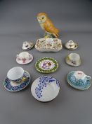 GROUP OF PORCELAIN CABINET MINIATURES AND COLLECTABLES, makers include Royal Crown Derby, Spode,