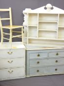 PARCEL OF VINTAGE PAINTED FURNITURE including pine two over two chest, pine three drawer chest and