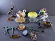 DECORATIVE PORCELAIN and other items including bone heron figures