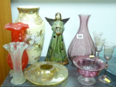 MIXED COLLECTION OF VINTAGE GLASSWARE, Studio pottery and stoneware flagons ETC