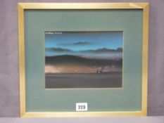 ROBERT LITTLEFORD gouache/mixed media - night time city scene with foreground cottage and hilltop