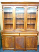 MAHOGANY CWPWRDD GWYDIR with three glazed panels over two base drawers and two flanking base