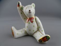 ROYAL CROWN DERBY WAVING TEDDY BEAR PAPERWEIGHT (no stopper)