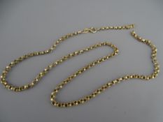 9CT GOLD BELCHER CHAIN, 10.5grms, 52cms length (repair required)