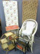 VINTAGE FOUR SECTION FOLDING DRESSING SCREEN along with a three section folding screen, bamboo two